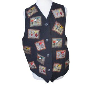 Vintage 90s 1990s Eddie Bauer Felt Stamp Skiing Snowboarding Vest